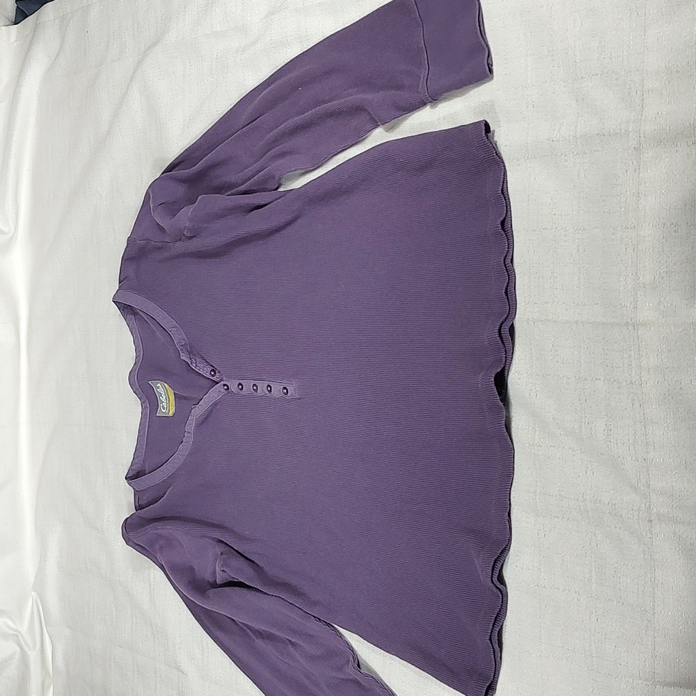 Cabela's Shirts Purple Waffle Long Sleeve 1/4 Button Up Outdoor Women Size Large
